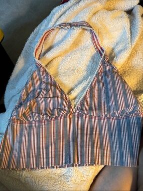 Nautica Striped Halter Tank Top in Red & Blue